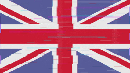 United Kingdom Glitch Flag Vector - Union Jack RGB Split Video Frame