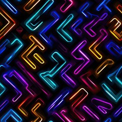 Neon arrows pointing every direction simultaneously infusing energy into a boldly futuristic seamless pattern