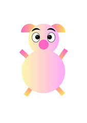 Cute Animal Cartoon Vector – Pink Pig Character