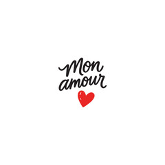Mon Amour &mdash; Romantic French Handwritten Lettering with Heart