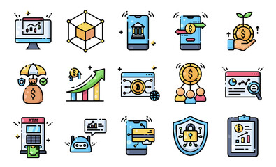 Fintech Digital Finance Icon Collection
