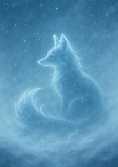 Fototapeta premium Mystical fox silhouette in snow
