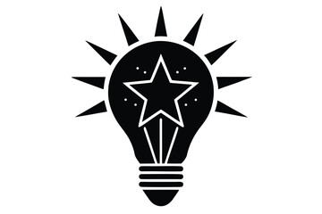 star shaped light bulb vector icon silhouette illu