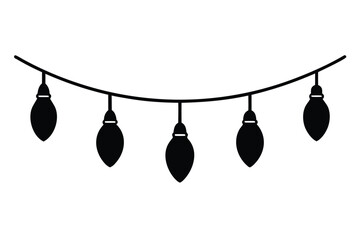 string light with 3 bulbs  vector icon silhouette