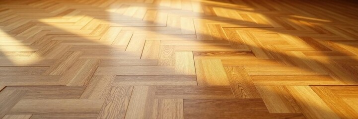 Warm golden oak herringbone floor, refined wood pattern, oak, high definition, elegant