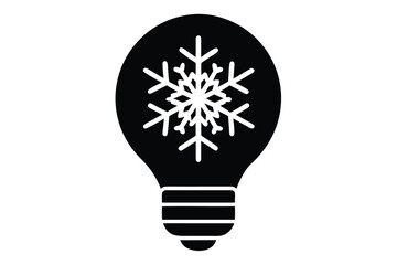 snowflake light bulb vector icon silhouette illust