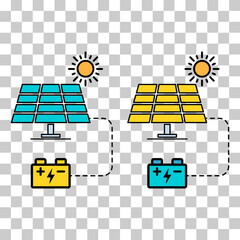 Set of Solar panel system icon, green power technology, ecology energy vector illustration .
