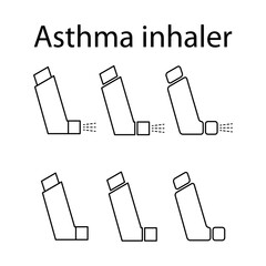 Set of Asthma inhaler design icon, medicine health care sign, vector illustration .