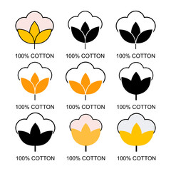 Set of Cotton organic icon, clothing symbol natural symbol, web graphic vector illustration .