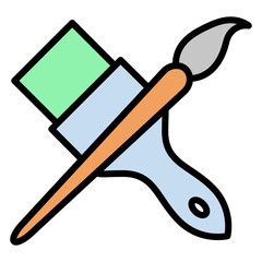 Paint brush icon, equipment painter tool flat web symbol, paintbrush vector illustration .