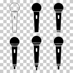 Set of Microphone icon, audio speech symbol, record concert sign, web button design .
