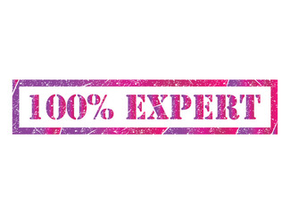Expert 100% stamp symbol, label sticker sign button, text banner vector illustration .