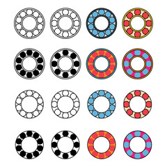 Set of Bearing wheel icon, rolling ball sign, flat web design vector illustration .