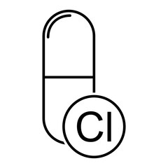 Mineral Cl icon, healthy medicine pill supplement symbol, complex vitamin vector illustration .