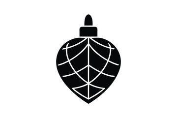 heart shaped christmas bulb vector icon silhouette