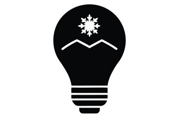 bulb with snow inside vector icon silhouette illus