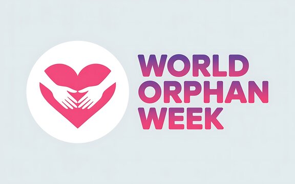 World orphan week celebration with heart and hands symbol