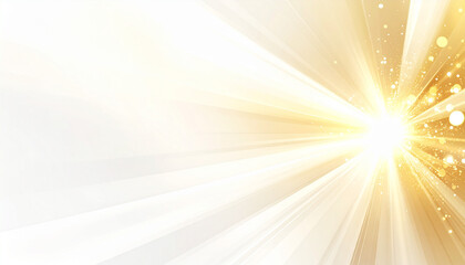 右から差し込む黄金光と煌めきの華やかな白背景