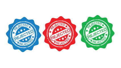 Obraz premium Rejected Stamp Badge Set – Grunge Approval Decline Seal Vector