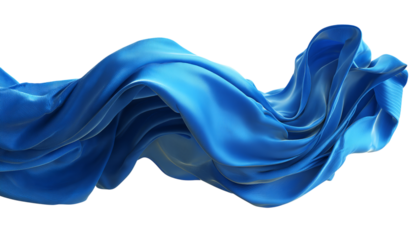 Flowing Blue Silk Fabric isolated on a transparent background 1