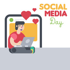 Happy social media day illustration