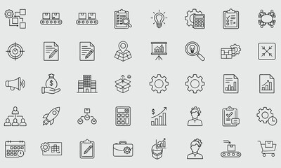 Finance, Banking & Investment Outline Icons Set – Money, Economy & Business Line Vector Pack