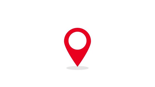 Animated Map Marker Red Pin &ndash; Location Icon Vector for Route and Map Videos