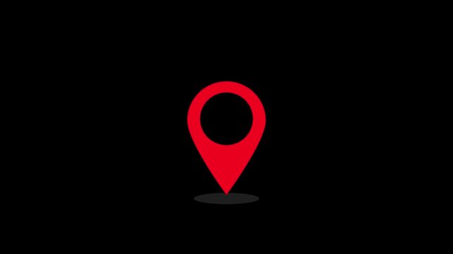 Animated Red Location Pin &ndash; Map Marker Vector Illustration for Video Projects