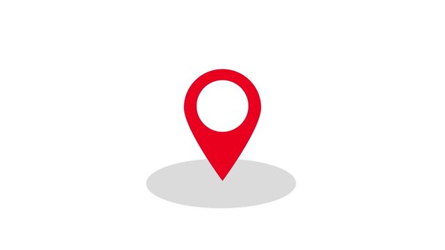 Location Map Pin Animation &ndash; Red GPS Marker Vector Icon for Navigation Videos