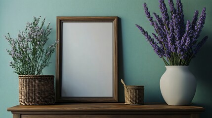 Elegant Lavender Blossoms Surrounding Decorative Vases