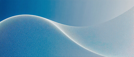 Geometric wave pattern made of hundreds of tiny dots forming a flowing 3D mesh.