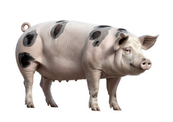 Fototapeta premium Spotted pig standing on a transparent background isolated isolated on transparent background