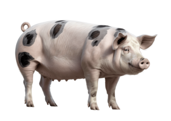 Spotted pig standing on a transparent background isolated isolated on transparent background