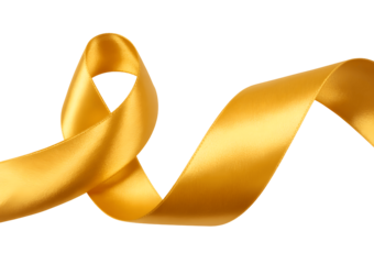 Golden awareness ribbon symbol isolated on transparent background