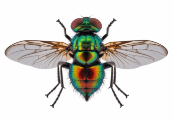 Iridescent green fly insect isolated on transparent background