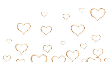 Golden glitter hearts pattern PNG, scattered festive love symbol