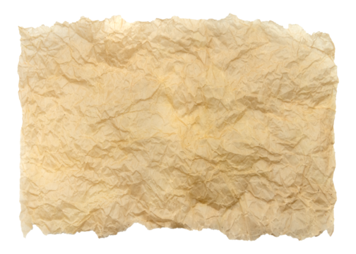 Piece of crumpled craft paper on a white background. Kraft paper insulate for packaging