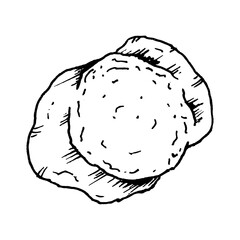 Vector illustration of a melted mozzarella piece with soft edges and subtle surface texture. The simple line style suits dairy ingredient sets, cheese themes, appetizer graphics, creamy dishes