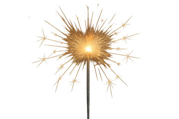 Obraz premium Handheld sparkler burning with golden light, creating a bright bursting star effect, celebrating festive occasions