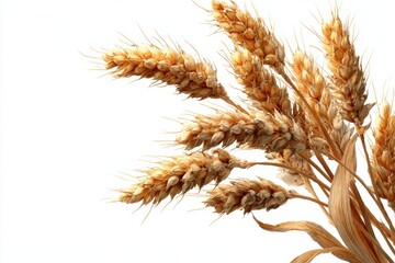 Obraz premium Wheat stalk cluster isolated on white background
