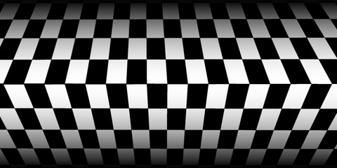 Obraz premium Retro perspective background stage with a black and white checkered floor, featuring vintage chess board style. Fading away vanishing checkerboard texture. Abstract vector illustration pattern surface