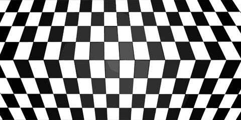 Obraz premium Retro perspective background stage with a black and white checkered floor, featuring vintage chess board style. Fading away vanishing checkerboard texture. Abstract vector illustration pattern surface