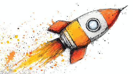 Rocket Drawing with Clear Outline for Creative Projects and Presentations