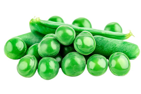 fresh green peas on transparent background.
