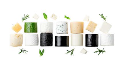 Assorted Cheese Rods with Herbs on Transparent Background
