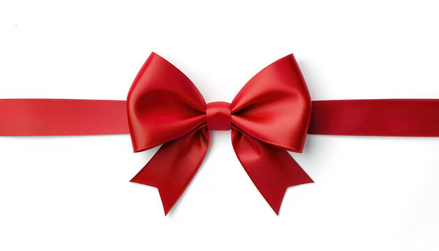 Fiocco decorativo rosso isolato su sfondo bianco. Generative AI