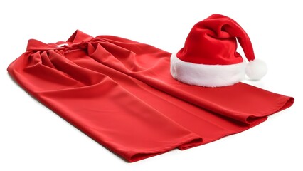 Red santa claus bag and hat for christmas gifts