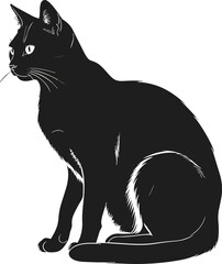 Black Cat Silhouette Minimalist Illustration