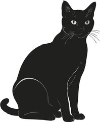 Black Cat Silhouette Minimalist Illustration