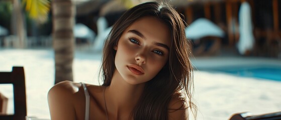 Elegant young woman dining at upscale restaurant